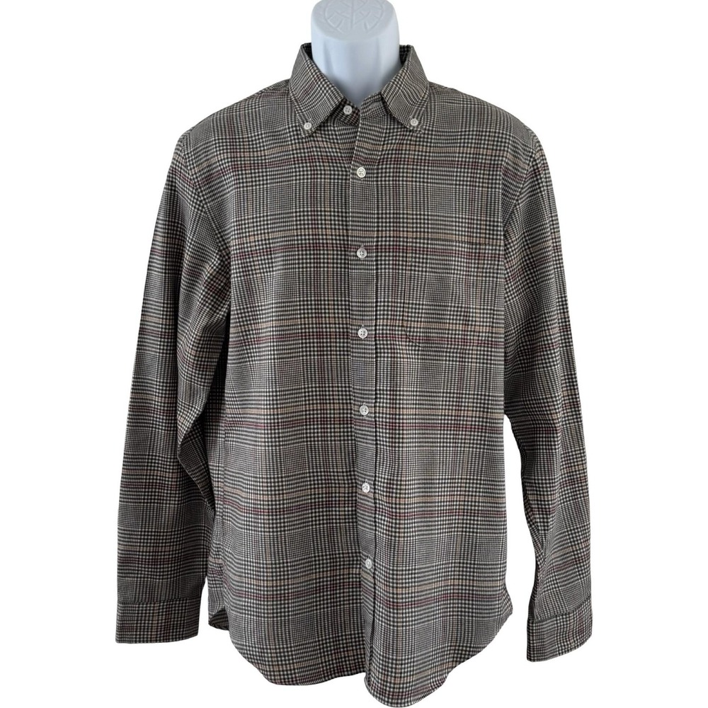 J.Crew Thomas Mason Shirt Mens Medium Gray Plaid Flannel Button Down Slim Fit